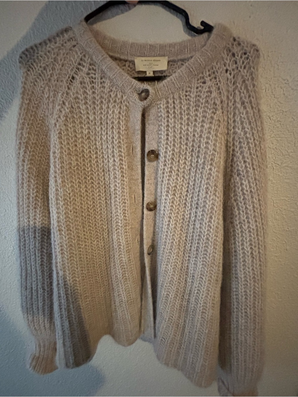 Sezane Emile Cardigan - Light Beige - Cozy Knit Button Cardigan - Picture 4 of 5